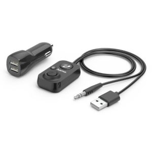 HAMA – Hama Bluetooth Hands-Free Receiver for Cars, 3.5mm Jack for AUX-In, 12V Charger, 2x USB-A, 1m Cable