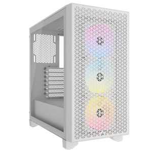 CORSAIR – Corsair 3000D RGB Airflow Gaming Case w/ Glass Window, ATX, 3x AR120 RGB Fans, GPU Cooling, 4-Slot GPU Support, High-Airflow Front, White