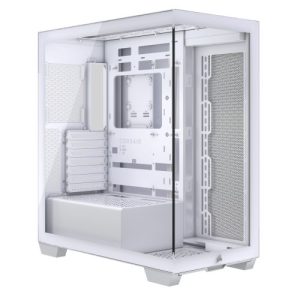 CORSAIR – Corsair 3500X Gaming Case w/ Glass Side & Front, E-ATX, No Fans, USB-C, Asus BTF Compatible, White