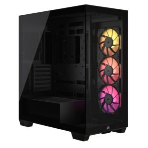 CORSAIR – Corsair iCUE LINK 3500X RGB Gaming Case w/ Glass Side & Front, E-ATX, 3x RGB Fans & iCUE LINK Hub, USB-C, Asus BTF Compatible, Black