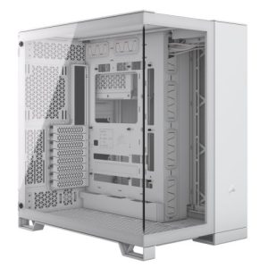 CORSAIR – Corsair 6500X Dual Chamber Gaming Case w/ Glass Side & Front, ATX, Mesh Panels, USB-C, Asus BTF Compatible, White