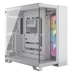 CORSAIR – Corsair 6500X RGB iCUE Link Dual Chamber Gaming Case w/ Glass Side & Front, ATX, 3x RGB Fans, Mesh Panels, USB-C, Asus BTF Compatible, White