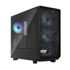 FRACTAL – Fractal Design Meshify 2 RGB (Black TG) Gaming Case w/ Light Tint Glass Window, E-ATX, Angular Mesh Front, 4 RGB Fans, Fan Hub, Detachable Front Filter, USB-C