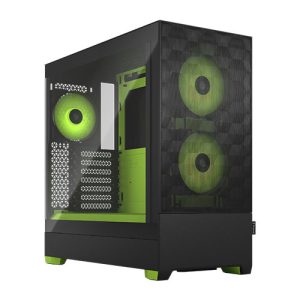 FRACTAL – Fractal Design Pop Air RGB (Green Core TG) Gaming Case w/ Clear Glass Window, ATX, Hexagonal Mesh Front, Green Interior/Accents, 3 RGB Fans & ARGB Controller