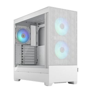 FRACTAL – Fractal Design Pop Air RGB (White TG) Gaming Case w/ Clear Glass Window, ATX, Hexagonal Mesh Front, 3 RGB Fans & ARGB Controller