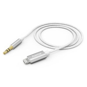 HAMA – Hama Lightning Male to 3.5mm Jack Male Cable, Nylon, 1 Metre, White, MFI Certified