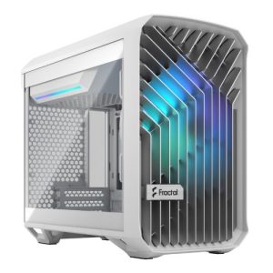 FRACTAL – Fractal Design Torrent Nano (Light TG RGB White) Case w/ Light Tint Glass Window, Mini ITX, 1 RGB Fan, ATX PSU & 335mm GPU Support, 280mm Watercooling, RGB Strip, Front Grille, USB-C