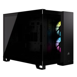 CORSAIR – Corsair 2500X RGB Dual Chamber Gaming Case w/ Glass Side & Front, Micro ATX, 2x RGB Fans, Mesh Panels, USB-C, Asus BTF Compatible, Black