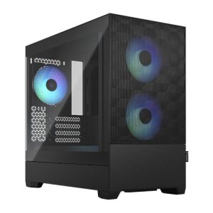 FRACTAL – Fractal Design Pop Mini Air RGB (Black TG) Gaming Case w/ Clear Glass Window, Micro ATX, Hexagonal Mesh Front, 3 RGB Fans & ARGB Controller