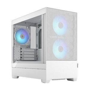 FRACTAL – Fractal Design Pop Mini Air RGB (White TG) Gaming Case w/ Clear Glass Window, Micro ATX, Hexagonal Mesh Front, 3 RGB Fans & ARGB Controller