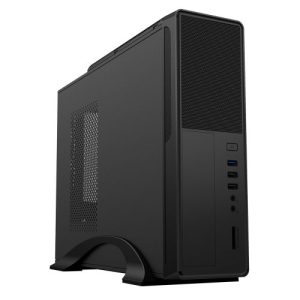 CIT – CiT S014B Micro ATX Slim Desktop Case, 300W PSU, Mesh Front, 8cm Fan, Card Reader, USB 3.0, Black