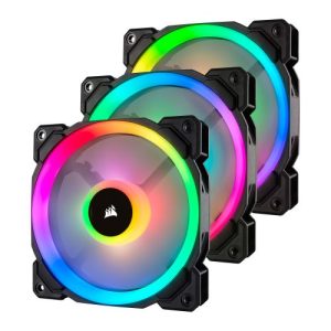 CORSAIR – Corsair LL120 12cm PWM RGB Case Fans (3 Pack), 16 LED RGB Dual Light Loop, Hydraulic Bearing, Lighting Node PRO Kit Included