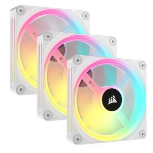 CORSAIR – Corsair iCUE LINK QX120 12cm PWM RGB Case Fans (3 Pack), 34 RGB LEDs, Magnetic Dome Bearing, 2400 RPM, iCUE LINK Hub Included, White