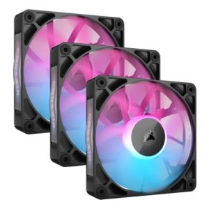 CORSAIR – Corsair iCUE LINK RX120 RGB 12cm PWM Case Fans (3 Pack), 8 ARGB LEDs, Magnetic Dome Bearing, 2100 RPM, iCUE LINK Hub Included, Black