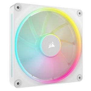 CORSAIR – Corsair iCUE LINK LX140 14cm PWM RGB Case Fan, 18 RGB LEDs, Magnetic Dome Bearing, 2000 RPM, White, Single Fan Expansion Kit