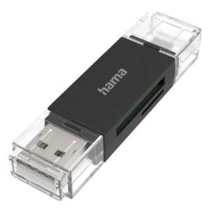 HAMA – Hama External USB 2.0 OTG Card Reader, USB-A + Micro USB, SD/microSD, Black, USB Powered