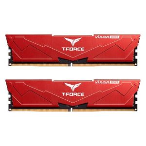 TEAM – Team T-Force Vulcan 32GB Kit (2 x 16GB), DDR5, 5600MHz (PC5-44800), CL38, ECC, XMP 3.0, PMIC, DIMM Memory, Red