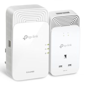 TP-LINK – TP-LINK (PGW2440 KIT) G.hn2400 Powerline AX1800 Wi-Fi 6 Adapter Kit, AC Pass Through, GB LAN, EasyMesh-Compatible