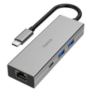 HAMA – Hama 3-Port USB-C 3.2 Gen1 Hub w/ LAN, 2x USB-A, 1x USB-C, 1x GB LAN, USB Powered