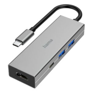 HAMA – Hama 4-Port USB-C 3.2 Gen1 Hub w/ HDMI, 2x USB-A, 1x USB-C, 1x HDMI, Aluminium