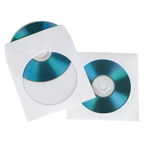 HAMA – Hama CD/DVD/Blu-Ray Protective Sleeves x100, White Paper, Transparent Window