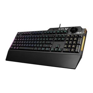 ASUS – Asus TUF GAMING K1 RGB Keyboard with Volume Knob, 19-key Rollover, Side Light Bar & Armoury Crate, Spill Resistant, Detachable Wrist Rest