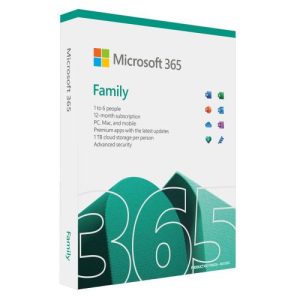 MICROSOFT – Microsoft Office 365 Family, 6 Users – 5 Devices Each (PC, Mac, iOS & Android), 1 Year Subscription