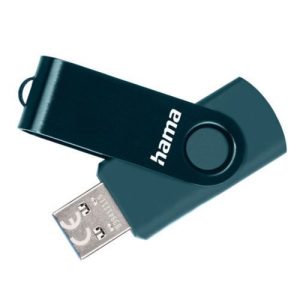 HAMA – Hama Rotate 64GB USB 3.0 Memory Pen, Rotating Cap, Keyring, Petrol Blue