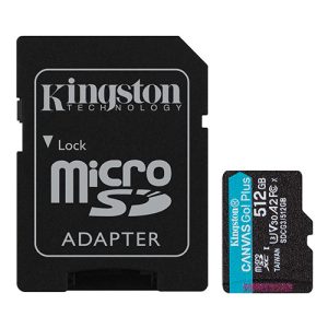 KINGSTON – Kingston 512GB Canvas Go! Plus Micro SDXC Card with SD Adapter, UHS-I Class 10, U3, A2 App Performance, 170MB/s