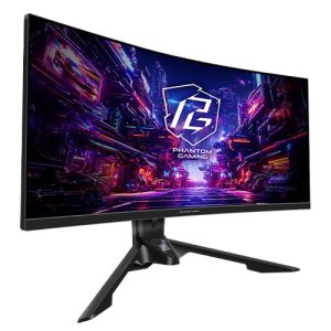 ASROCK – Asrock 34″ WQHD Curved Gaming Monitor (PG34QRT2B), 3440 x 1440, 1ms, 2 HDMI, 2 DP, 180Hz, Tilt/Swivel/Height Adjust., USB, VESA