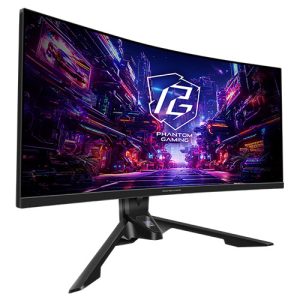 ASROCK – Asrock 34″ WQHD Curved Gaming Monitor (PG34QRT3A), 3440 x 1440, 1ms, 2 HDMI, 2 DP, 180Hz, Mini-OLED, Tilt/Swivel/Height Adjust., RGB, VESA