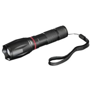 HAMA – Hama Solid Pro 200 Lumen LED Torch w/ Lateral COB LED, 100m Range, Adjustable Beam Focus, Shockproof, Aluminium, Black