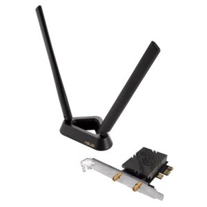 ASUS – Asus (PCE-BE92BT) BE9400 Wi-Fi 7 Tri-Band PCI Express Adapter, Bluetooth 5.4, WPA3, External Base/Antennas